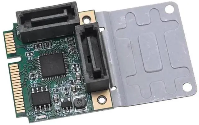 Alt view image 3 of 6 - WRIARICH Mini PCI-E to SATA 3.0 Riser Card, M.2 B+M Key PCI-E 2.0 to 2/4 Port SATA SSD Adapter Card, 5/2.5Gbps