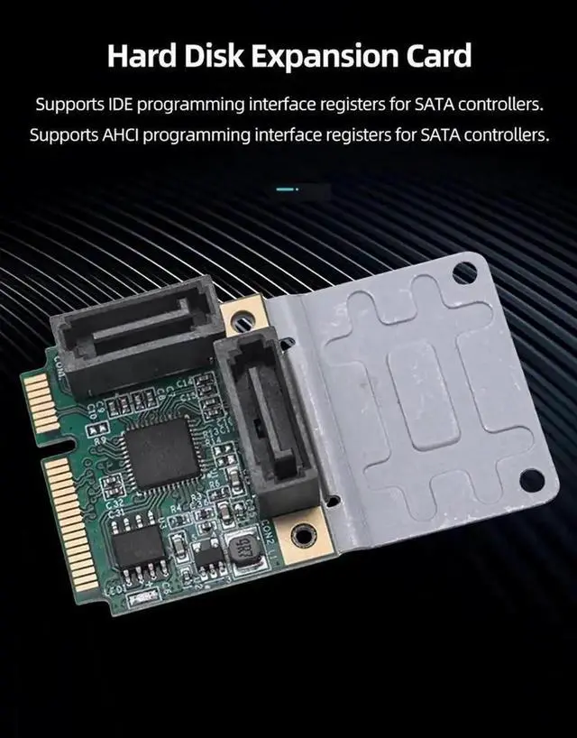 Alt view image 4 of 6 - WRIARICH Mini PCI-E to SATA 3.0 Riser Card, M.2 B+M Key PCI-E 2.0 to 2/4 Port SATA SSD Adapter Card, 5/2.5Gbps
