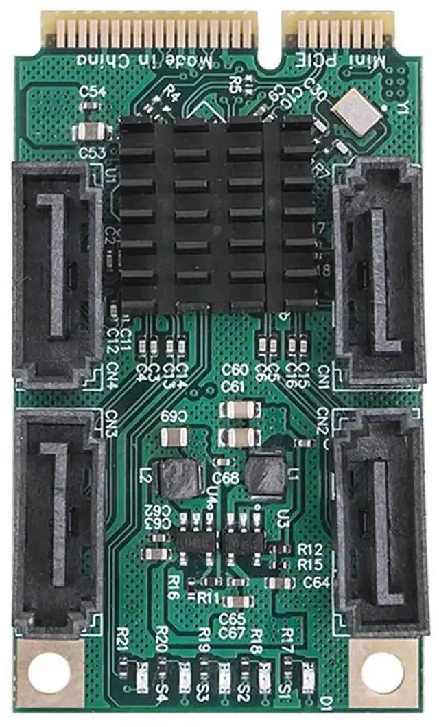 Main image of WRIARICH Mini PCI-E to SATA 3.0 Riser Card, M.2 B+M Key PCI-E 2.0 to 2/4 Port SATA SSD Adapter Card, 5/2.5Gbps