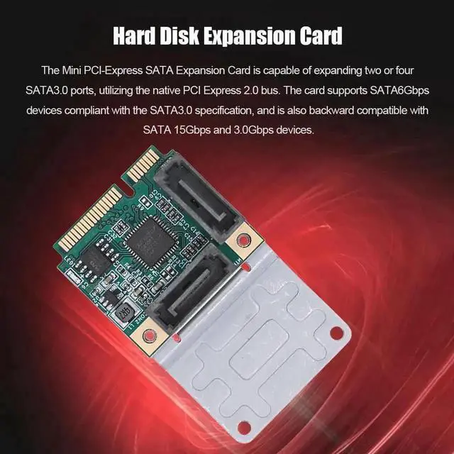 Alt view image 6 of 6 - WRIARICH Mini PCI-E to SATA 3.0 Riser Card, M.2 B+M Key PCI-E 2.0 to 2/4 Port SATA SSD Adapter Card, 5/2.5Gbps