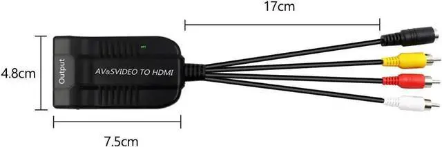 Alt view image 2 of 5 - WRIARICH AV CVBS & S-Video Female to HDMI Converter Adapter with Micro USB Power Cable, Analog to Digital Signal Transmitter for DVD HDTV
