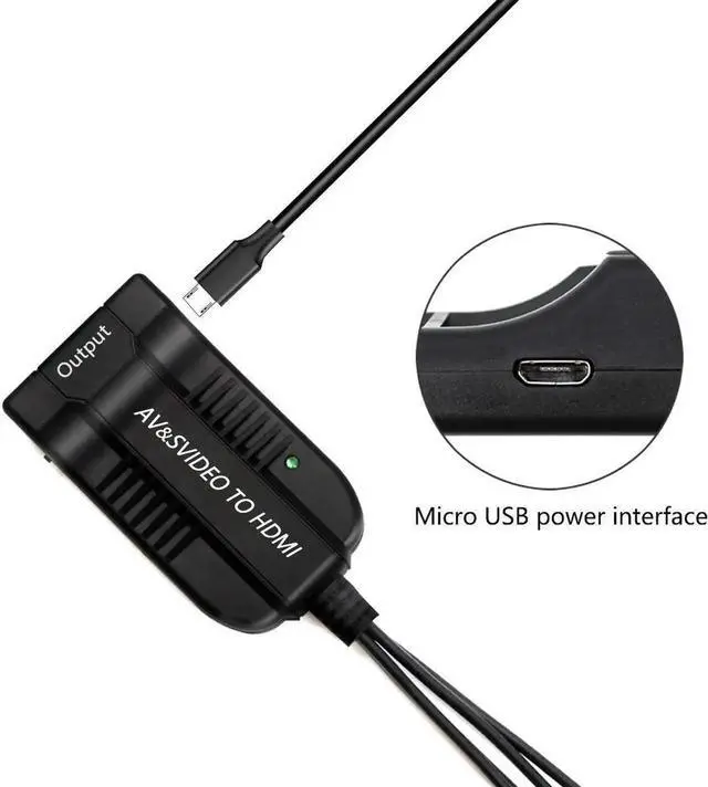 Alt view image 3 of 5 - WRIARICH AV CVBS & S-Video Female to HDMI Converter Adapter with Micro USB Power Cable, Analog to Digital Signal Transmitter for DVD HDTV