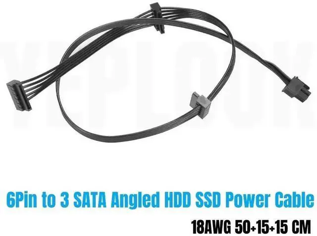 Main image of WRIARICH 6Pin to 3 Angled SATA Modular Power Cable for Corsair HX Series PSU, 18AWG 50+15+15cm HDD SSD Power Cord Compatible with HX1050 HX850 HX750 HX650 Fully Modular Power Supplies