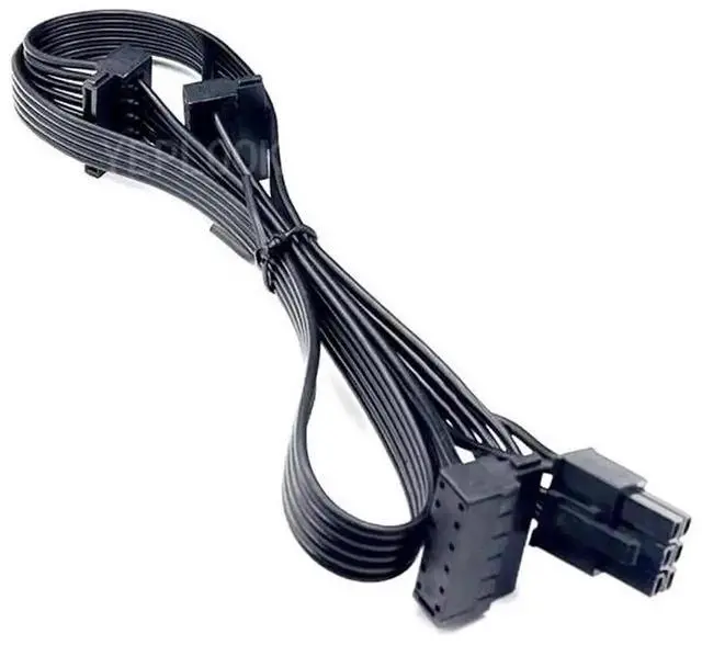 Alt view image 2 of 6 - WRIARICH 6Pin to 3 Angled SATA Modular Power Cable for Corsair HX Series PSU, 18AWG 50+15+15cm HDD SSD Power Cord Compatible with HX1050 HX850 HX750 HX650 Fully Modular Power Supplies