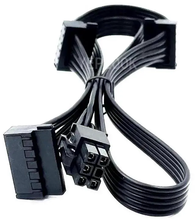 Alt view image 3 of 6 - WRIARICH 6Pin to 3 Angled SATA Modular Power Cable for Corsair HX Series PSU, 18AWG 50+15+15cm HDD SSD Power Cord Compatible with HX1050 HX850 HX750 HX650 Fully Modular Power Supplies