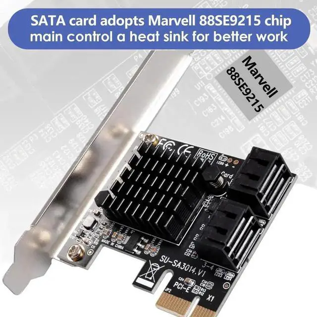 Alt view image 2 of 6 - WRIARICH 4-Port SATA 3.0 PCIe Expansion Card with Low Profile Bracket