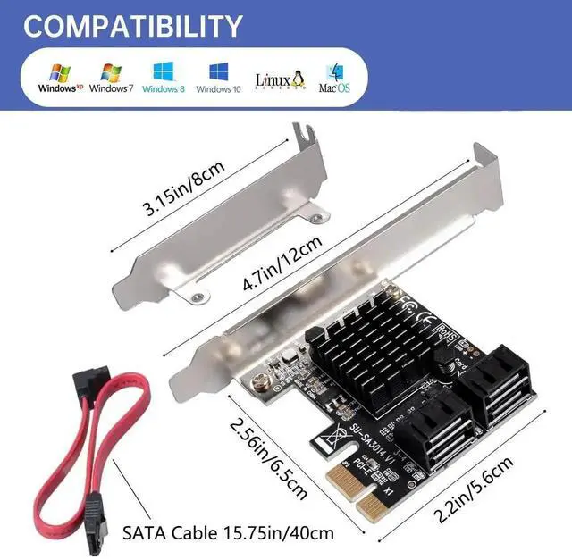 Alt view image 6 of 6 - WRIARICH 4-Port SATA 3.0 PCIe Expansion Card with Low Profile Bracket