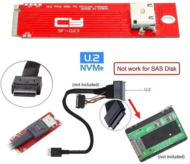 Alt view image 6 of 7 - WRIARICH PCIe 4.0 M.2 M-Key to OCuLink SFF-8611/SFF-8612 Host Adapter, 2260 NGFF NVMe SSD Converter Card for U.2 Drives & External eGPU