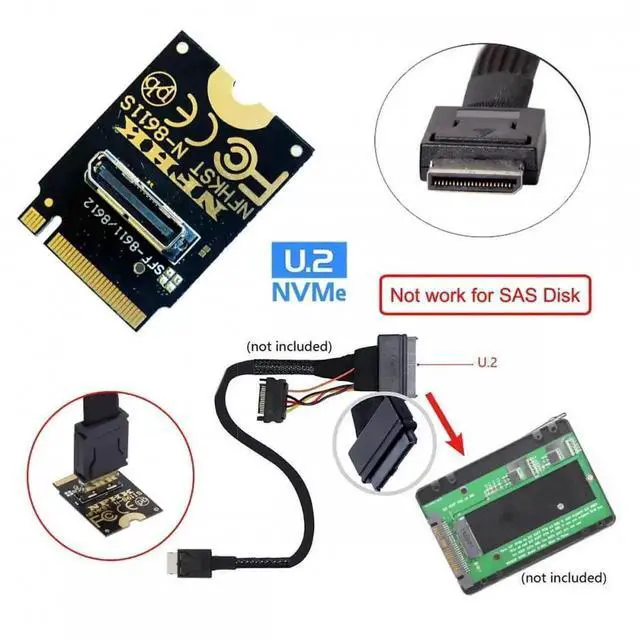 Alt view image 6 of 7 - WRIARICH 2230 NGFF PCIe 4.0 M.2 M-Key to OCuLink SFF-8612/SFF-8611 Vertical Adapter Card, 64Gbps NVMe Expansion Riser for Mini PC, Laptop eGPU Dock & U.2 SSD Storage Upgrade