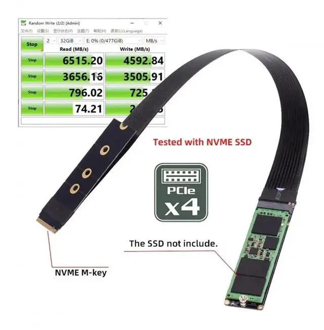 Alt view image 5 of 7 - WRIARICH 30cm PCIe 4.0 NGFF M-Key NVMe Extension Cable, M.2 Male to Female Riser Adapter for 2230/2242/2260/2280 NVMe SSD
