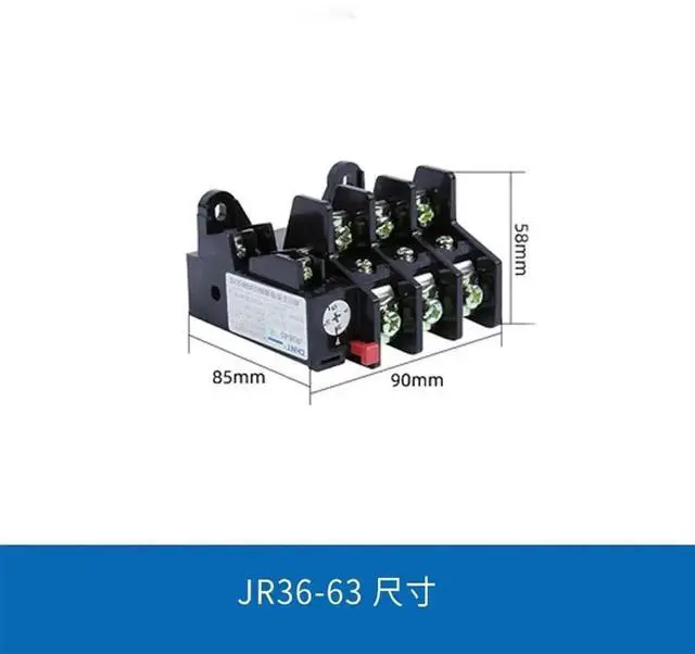 Alt view image 2 of 2 - WRIARICH JR36-63 Adjustable Thermal Overload Relay, 3-Pole 1NO+1NC Aux Contact, Available Current Ranges 14-22A/20-32A/28-45A/40-63A (Model Shown: 20-32A)