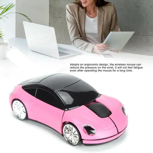 Alt view image 4 of 7 - WRIARICH 2.4GHz Wireless 3D Sport Car Shape Gaming Mouse with USB Receiver, Cute Stylish Car Wireless Mice for PC Laptop Desktop, Pink