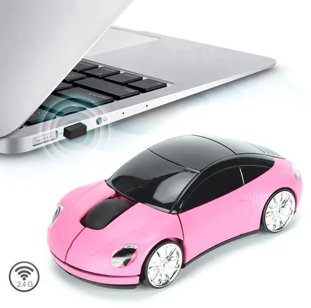Alt view image 7 of 7 - WRIARICH 2.4GHz Wireless 3D Sport Car Shape Gaming Mouse with USB Receiver, Cute Stylish Car Wireless Mice for PC Laptop Desktop, Pink
