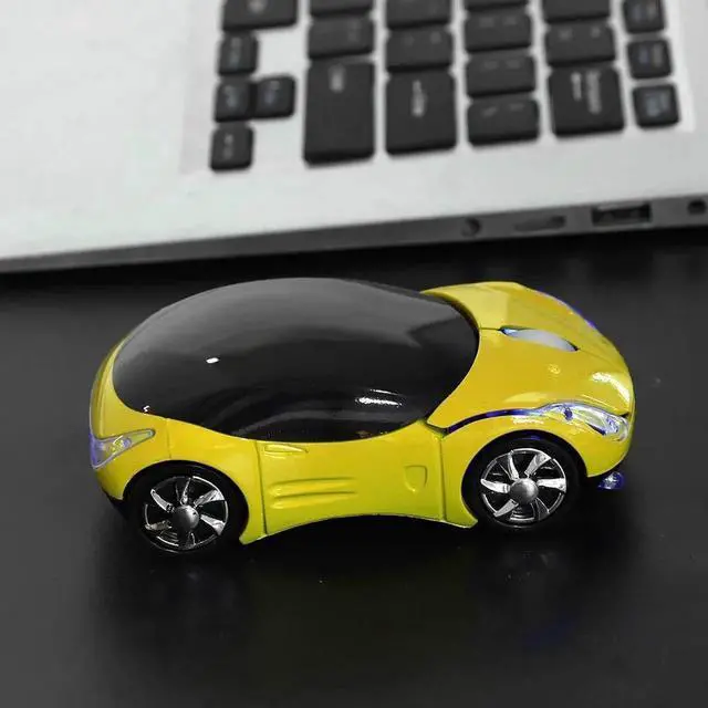 Alt view image 5 of 7 - WRIARICH 2.4G Wireless Cute Car Shape Optical Mouse with USB Receiver, 1600DPI Portable Mini Car Mice Compatible with Windows XP/7/ME/2000 & Mac OS, Yellow