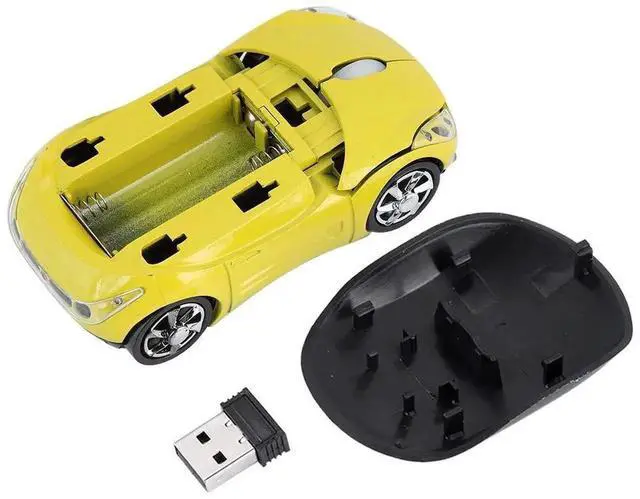 Alt view image 6 of 7 - WRIARICH 2.4G Wireless Cute Car Shape Optical Mouse with USB Receiver, 1600DPI Portable Mini Car Mice Compatible with Windows XP/7/ME/2000 & Mac OS, Yellow
