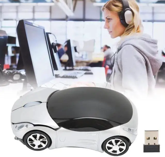 Alt view image 3 of 7 - WRIARICH 2.4GHz Wireless Cool Sport Car Shape Optical Mouse, Mini Sports Car Gaming Mice Compatible with Win98 Win7 Linux PC Laptop Computer, Silver