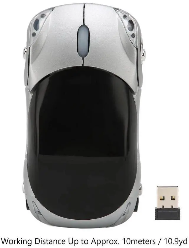 Alt view image 4 of 7 - WRIARICH 2.4GHz Wireless Cool Sport Car Shape Optical Mouse, Mini Sports Car Gaming Mice Compatible with Win98 Win7 Linux PC Laptop Computer, Silver