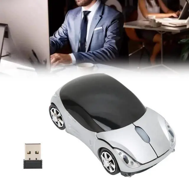Alt view image 6 of 7 - WRIARICH 2.4GHz Wireless Cool Sport Car Shape Optical Mouse, Mini Sports Car Gaming Mice Compatible with Win98 Win7 Linux PC Laptop Computer, Silver