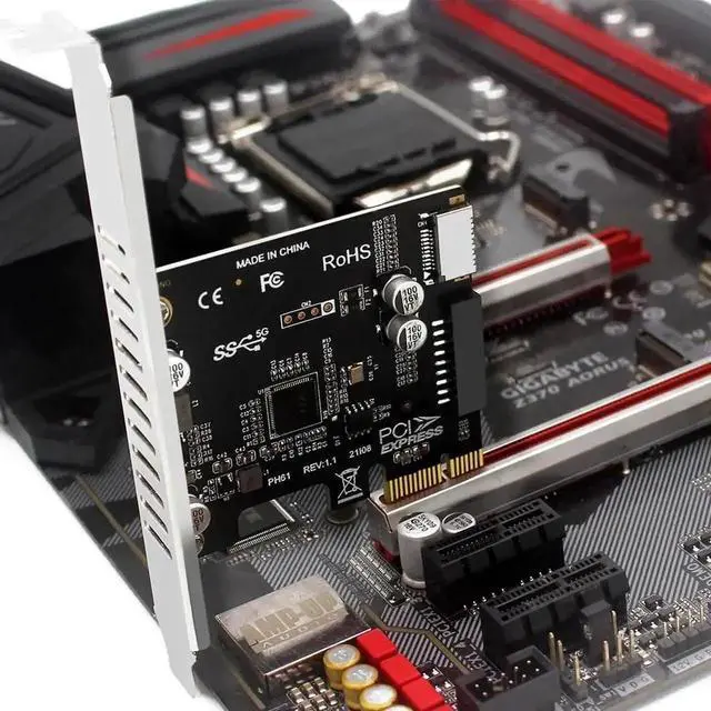 Alt view image 6 of 6 - WRIARICH PCIe to USB 3.0 Type-E Adapter Card, 5Gbps PCIe x1 to 19P 20Pin Front Panel Converter
