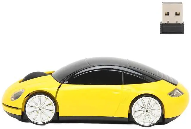 Alt view image 2 of 7 - WRIARICH 2.4GHz Wireless 3D Sport Car Shape Optical Gaming Mouse with USB Receiver, Cute Car Design Wireless Mice for PC Laptop Desktop, Yellow
