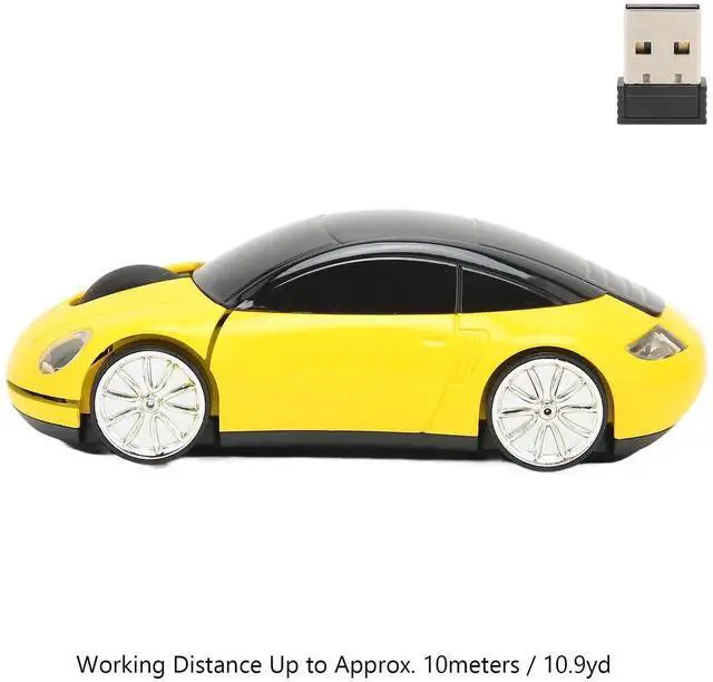 Alt view image 7 of 7 - WRIARICH 2.4GHz Wireless 3D Sport Car Shape Optical Gaming Mouse with USB Receiver, Cute Car Design Wireless Mice for PC Laptop Desktop, Yellow