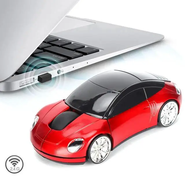 Alt view image 2 of 7 - WRIARICH 2.4G Wireless Cute Car Shape Optical Mouse with USB Receiver, 1600DPI LED Light Wireless Mice for PC Laptop Tablet, Red