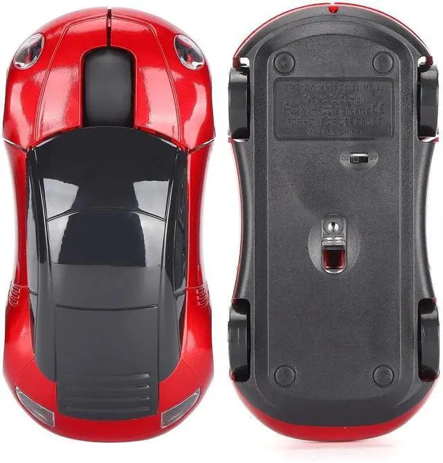 Alt view image 5 of 7 - WRIARICH 2.4G Wireless Cute Car Shape Optical Mouse with USB Receiver, 1600DPI LED Light Wireless Mice for PC Laptop Tablet, Red