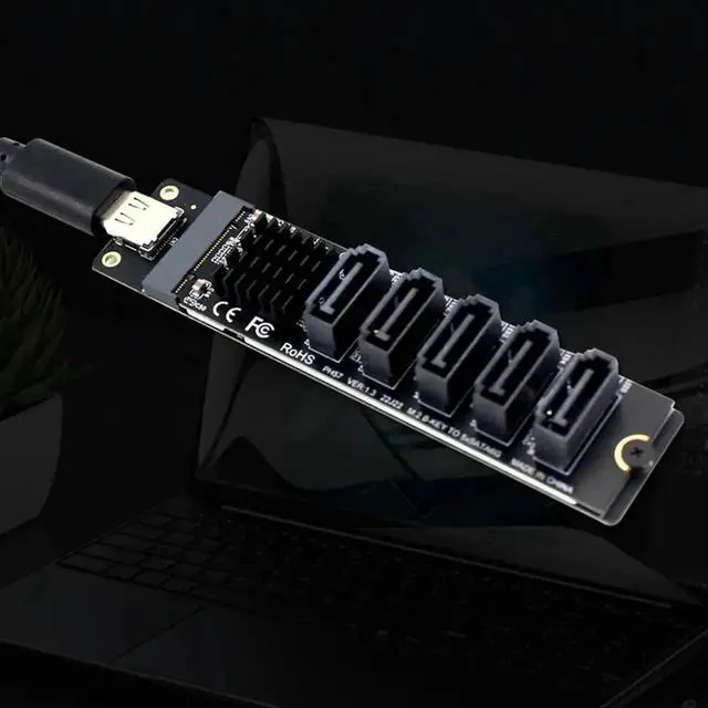 Alt view image 2 of 3 - WRIARICH USB-C to 5-Port SATA III 6Gbps Expander Card with JM575+JMS580 Dual Chips, Type-C Multi Channel SATA 3.0 Expansion Adapter for SATA Hard Drives & SSDs