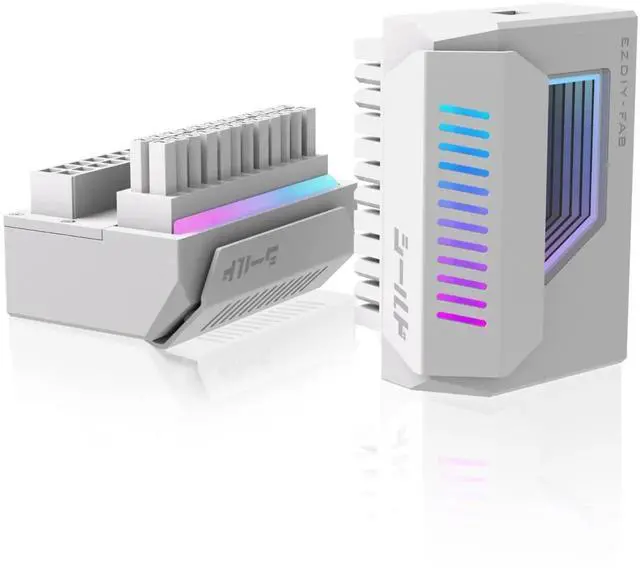 Main image of WRIARICH 1 Pack White 180-Degree Angled ATX 24Pin Power Adapter with Infinity Mirror ARGB Lighting, 5V 3-Pin Addressable RGB Synchronizable 24Pin PSU Corner Connector