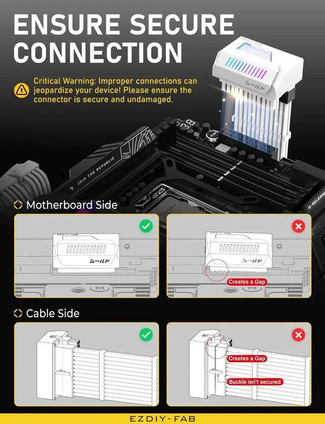 Alt view image 2 of 7 - WRIARICH 1 Pack White 180-Degree Angled ATX 24Pin Power Adapter with Infinity Mirror ARGB Lighting, 5V 3-Pin Addressable RGB Synchronizable 24Pin PSU Corner Connector