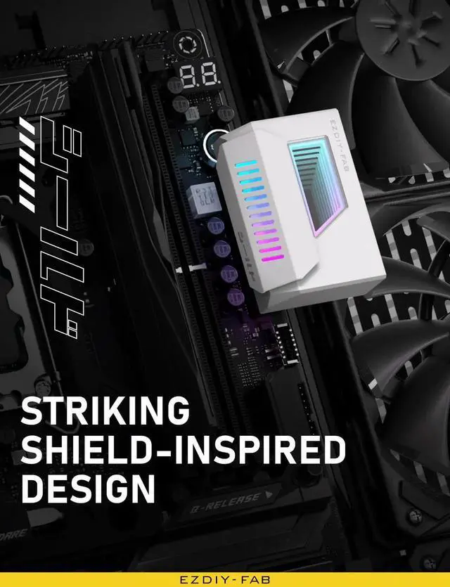 Alt view image 7 of 7 - WRIARICH 1 Pack White 180-Degree Angled ATX 24Pin Power Adapter with Infinity Mirror ARGB Lighting, 5V 3-Pin Addressable RGB Synchronizable 24Pin PSU Corner Connector