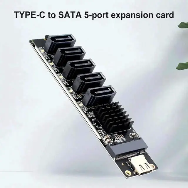 Main image of WRIARICH USB-C to 5-Port SATA III 6Gbps Expansion Adapter Card with JM575+JMS580 Dual Chips, Multi Channel SATA 3.0 Expander for SATA HDD SSD Storage Expansion