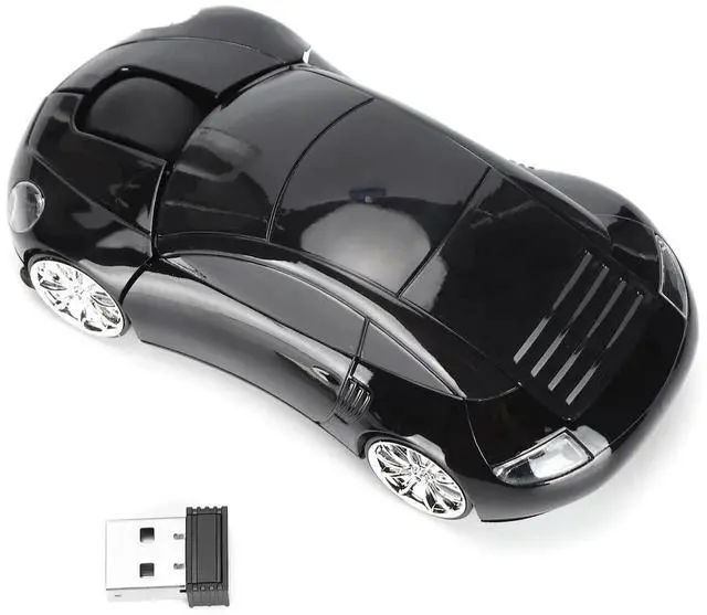 Alt view image 3 of 7 - WRIARICH 2.4G Wireless Cute Car Shape Mouse with USB Receiver, Adjustable 1600DPI Optical LED Light Mouse for Laptop PC Tablet, Black