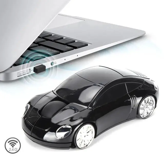Alt view image 5 of 7 - WRIARICH 2.4G Wireless Cute Car Shape Mouse with USB Receiver, Adjustable 1600DPI Optical LED Light Mouse for Laptop PC Tablet, Black