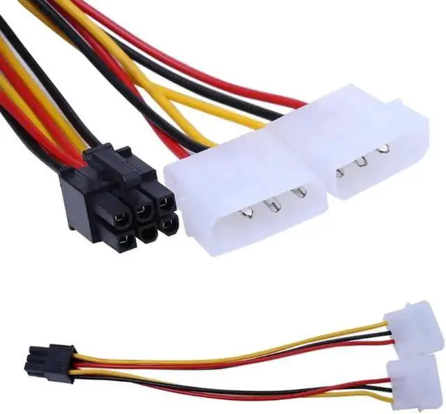 Alt view image 3 of 6 - WRIARICH 10 Pack PCI-E 6Pin Y-Splitter Power Adapter Cables, Dual Molex 4Pin to Single PCIe 6Pin GPU Power Conversion Cord