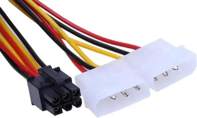 Alt view image 5 of 6 - WRIARICH 10 Pack PCI-E 6Pin Y-Splitter Power Adapter Cables, Dual Molex 4Pin to Single PCIe 6Pin GPU Power Conversion Cord