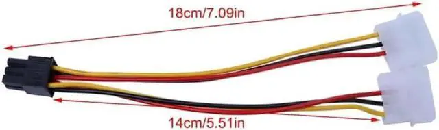 Alt view image 6 of 6 - WRIARICH 10 Pack PCI-E 6Pin Y-Splitter Power Adapter Cables, Dual Molex 4Pin to Single PCIe 6Pin GPU Power Conversion Cord