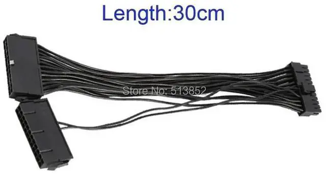 Alt view image 2 of 6 - WRIARICH 30cm ATX 24Pin Dual PSU Synchronization Extension Cable Male to Female for Mining Rigs