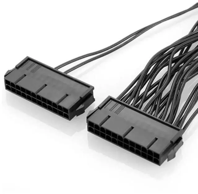 Alt view image 4 of 6 - WRIARICH 30cm ATX 24Pin Dual PSU Synchronization Extension Cable Male to Female for Mining Rigs