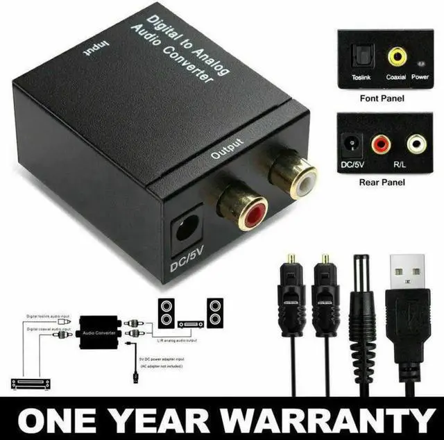 Main image of WRIARICH Digital Optical Toslink to Analog RCA 3.5mm Audio Converter Adapter with Optical Fiber Cable
