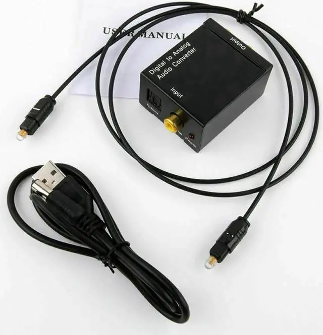 Alt view image 7 of 7 - WRIARICH Digital Optical Toslink to Analog RCA 3.5mm Audio Converter Adapter with Optical Fiber Cable