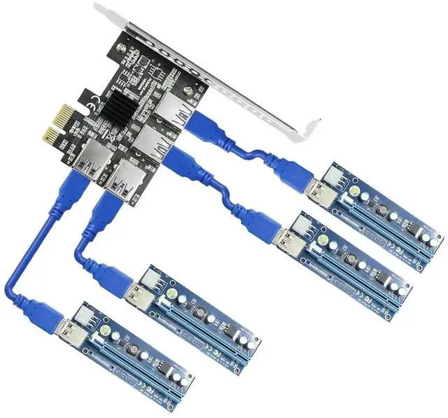 Alt view image 6 of 7 - WRIARICH PCIe 1X to 16X Riser Card, 1 to 4 Slot USB3.0 Adapter for Mining, No Cable