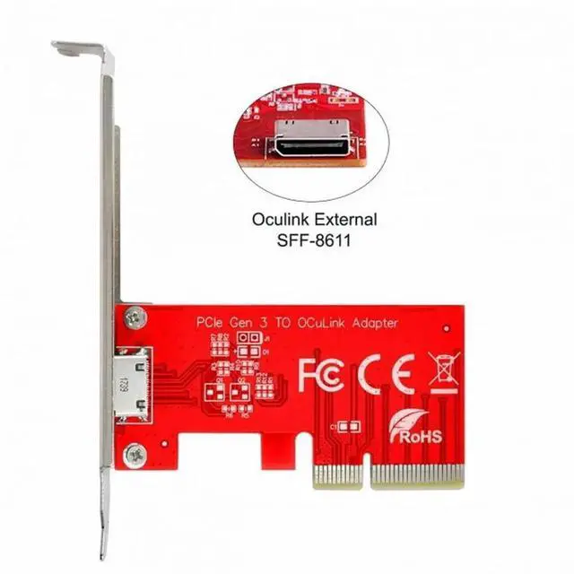 Alt view image 6 of 7 - WRIARICH PCIe 3.0/4.0 x4 to OCuLink SFF-8612 SFF-8611 Host Adapter with Full Height Bracket, External PCIe SSD Expansion Card