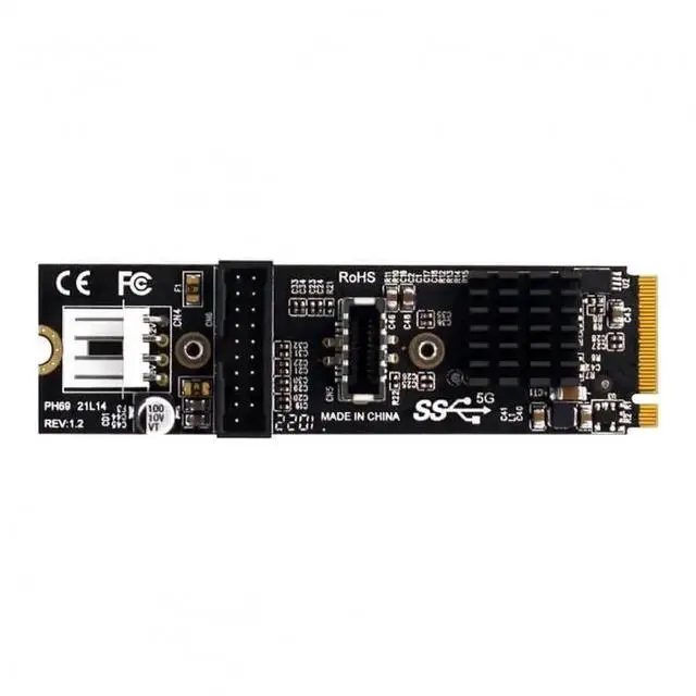 Alt view image 3 of 7 - WRIARICH M.2 M-Key to Type-E USB 3.1 Adapter Card, 5Gbps for Motherboard Front Panel