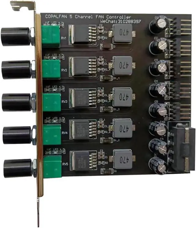 Main image of WRIARICH 5-Channel 12V 3A Fan Speed Controller with PCI Slot Bracket, Supports 3Pin/4Pin Fans, CPU Water Cooler, DDC D5 Pump for PC Water Cooling DIY
