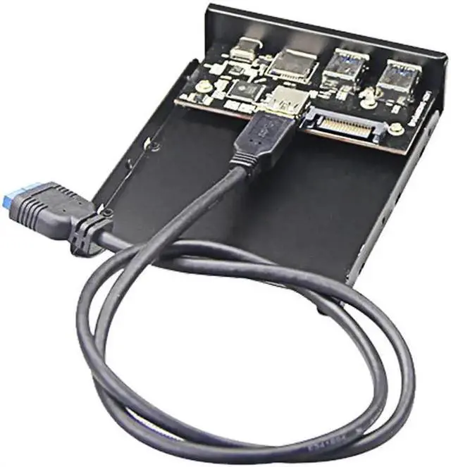 Alt view image 3 of 4 - WRIARICH 5.25/3.5 Inch Internal Front Panel Card Reader Hub, USB 3.1 Gen 1 Type-C Port + 2 USB 3.0 Ports, Multi-Slot SD TF Micro SD Memory Card Reader for Desktop PC Case