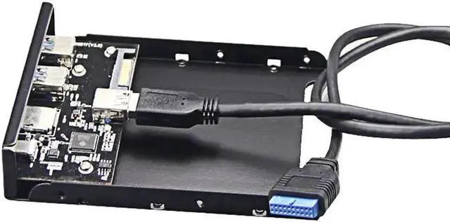 Alt view image 2 of 4 - WRIARICH 5.25/3.5 Inch Internal Front Panel Card Reader Hub, USB 3.1 Gen 1 Type-C Port + 2 USB 3.0 Ports, Multi-Slot SD TF Micro SD Memory Card Reader for Desktop PC Case