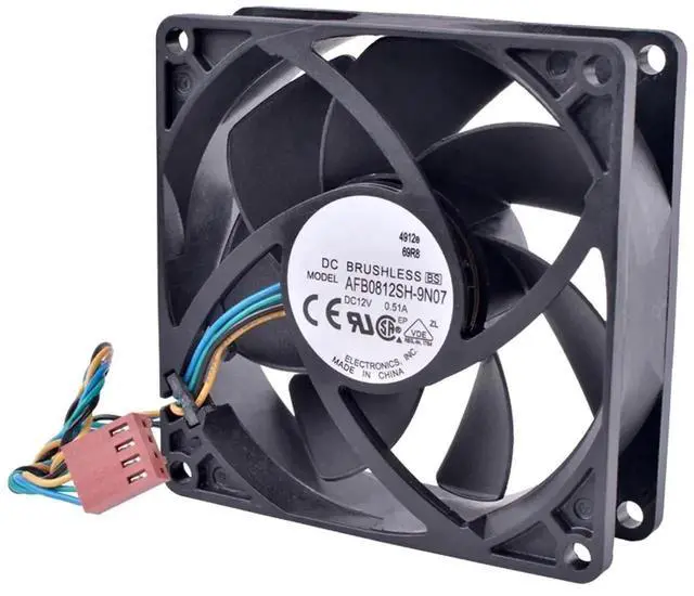 Alt view image 3 of 3 - WRIARICH Delta AFB0812SH-9N07 8025 DC12V 0.51A 4-Pin PWM Cooling Fan, 80×80×25mm High Airflow 4-Wire Fan for CPU, Motherboard & PC Case