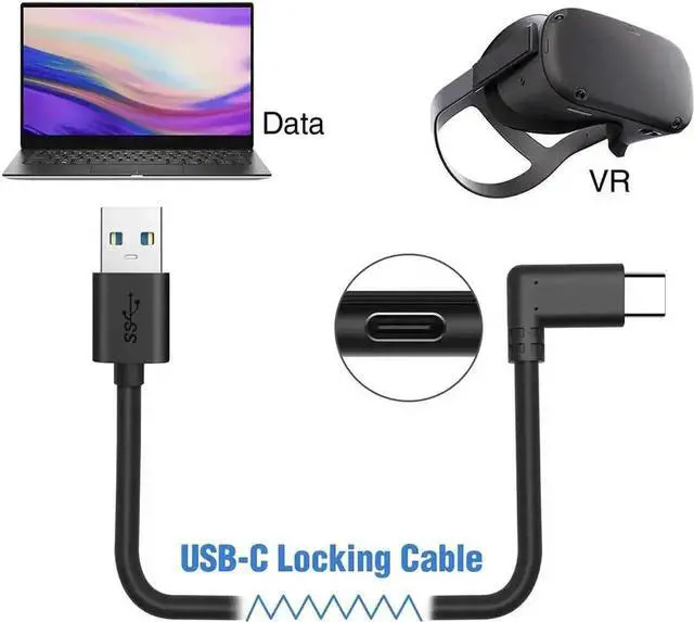 Alt view image 4 of 7 - WRIARICH 13FT/4M USB-A to USB-C Cable, 10Gbps High Speed Link Cable for Oculus Quest, Steam VR, Fast Charging & Data Sync