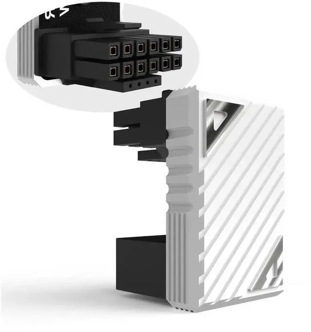 Main image of WRIARICH PCIe 5.0 16Pin 12VHPWR 180 Degree U-Turn Adapter, Male to Female F-Type Angled GPU Power Connector, White for RTX 40/50 Series Graphics Cards